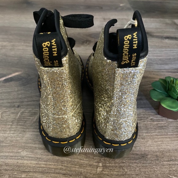 Dr. Martens Shoes Doc Martens Gold Glitter Combat Boots Poshmark